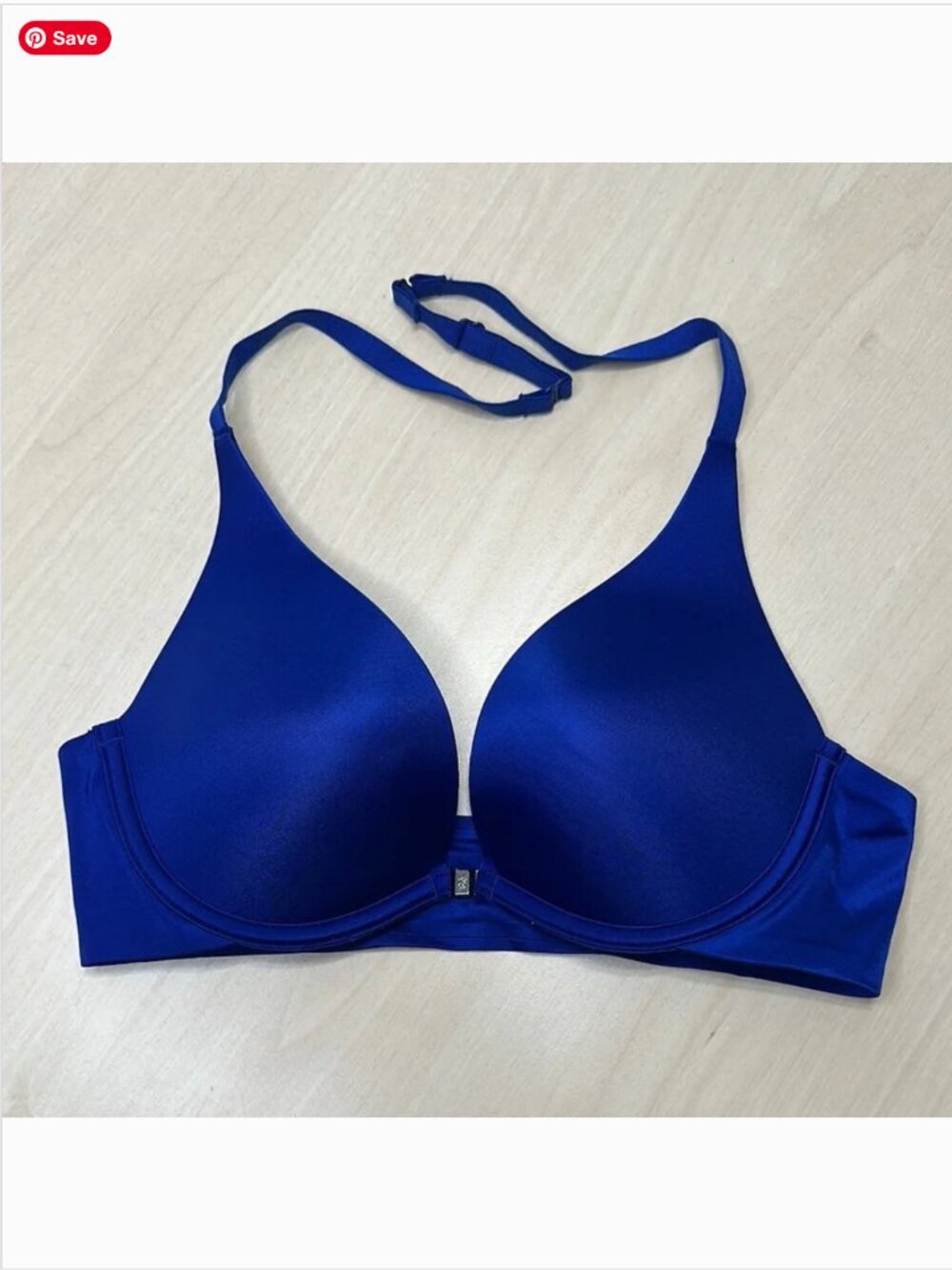 Victoria’s Secret Plunge Bra Blue 34B Front Close Push Up Smooth Cups G-1627